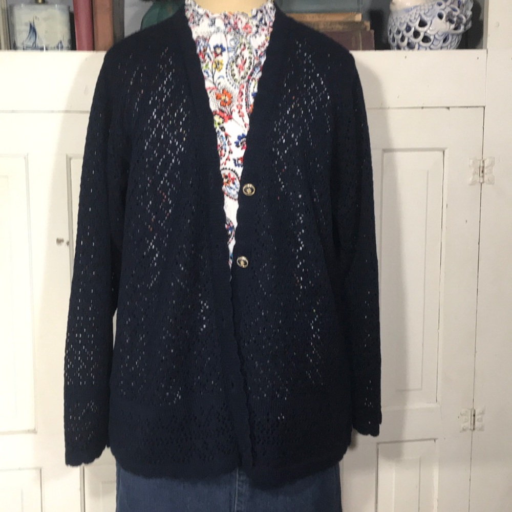VINTAGE ALFRED DUNNER navy blue cardigan sz small